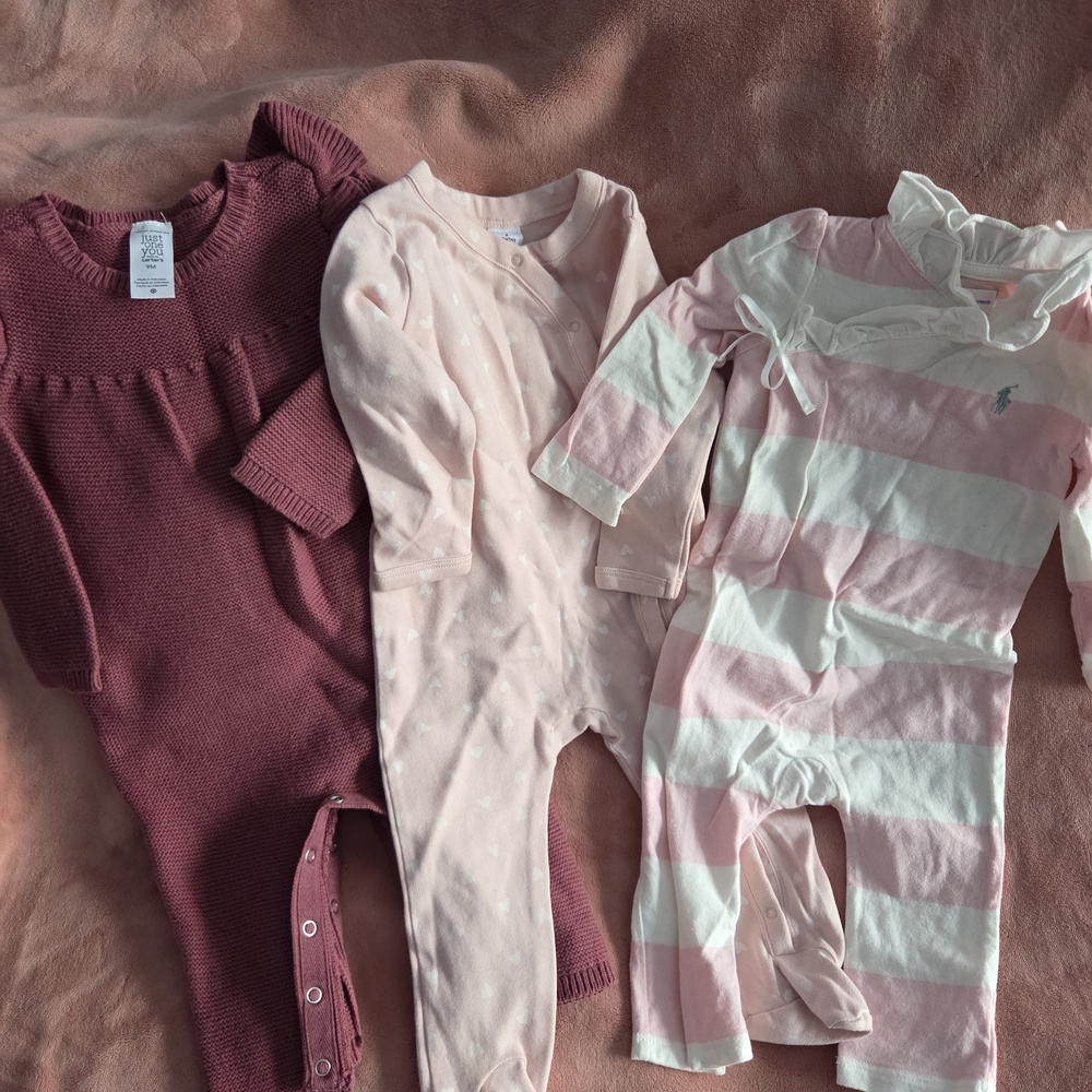 Pink and White Striped Kids One Piece Set
